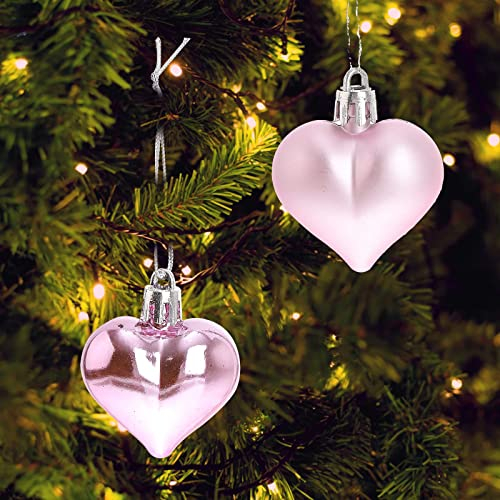 FOMIYES 12PCS Herzförmige Ornamente Anhänger, bruchsichere Weihnachtsfestliche Feiertagsdekoration Anhänger für Valentinstag Dekoration (Rosa)