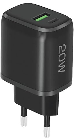 PETER JÄCKEL USB Typ-C/USB-A Schnell-Reiselader Speed Two 20 Watt Black
