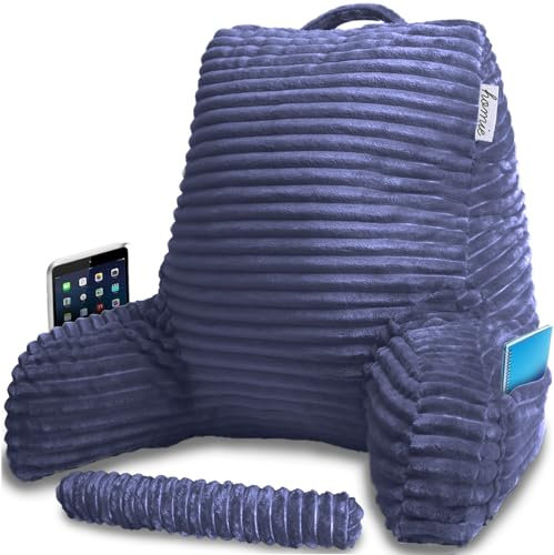 Homie Reading Pillow with Wrist Support, Has Arm Rests, and Back Support for Bed Rest, Lounging, Reading, Working on Laptop, Watching TV (Blue)