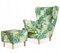 Family Meble Ohrensessel mit Hocker, Modell Print, Skandinavisch, Relaxsessel aus Webstoff, Loungesessel, Ohrensessel mit Hocker, Bequemer Sessel, Für Wohnzimmer, Esszimmer, Schlafzimmer, Dachte 4