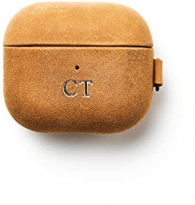 Cotswold Wears Personalised Genuine Leather Airpod Case Cover 3rd Generation, Airpod 3 Shockproof Leather Shell for Airpods Wireless Charging Case (Light Brown)
