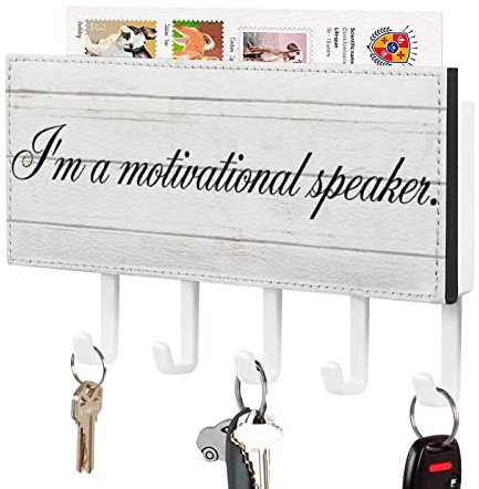 I'm A Motivational Speaker Key Holder Inspirational Wall Mount Key Hooks Holder Self Adhesive Key Organizer Farmhouse Wall Mail Organizer Decoration for Wall Hallway Office Home 7x4 inch