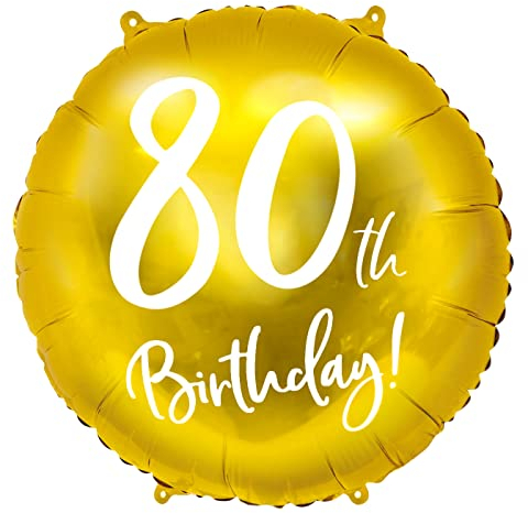 Luftballon 80. Geburtstag Gold Ballon Zahl 80 Folienballon 80th Birthday Geburtstag 80 Opa Oma Vater Mutter, Helium geeignet