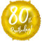Luftballon 80. Geburtstag Gold Ballon Zahl 80 Folienballon 80th Birthday Geburtstag 80 Opa Oma Vater Mutter, Helium geeignet