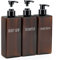 Segbeauty Dispensador Plástico Cuadrado, 3 Piezas 500ml Recargable Botella de Bomba de loción líquido, con Etiqueta Impermeable, para Baño, Hoteles Marrón