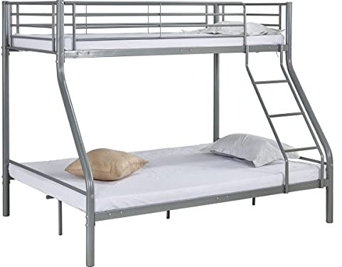 Habitat et Jardin Lit superposé en métal Leo Incl. Sommier - 90/140 x 190 cm - Gris