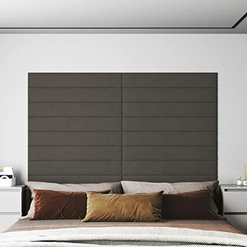 ZHOUMIN Wandpaneele 12 STK, Deckenpaneele, Wall Panel, Wandverkleidung, Wandgestaltung, Dekorative Wandpaneele, Wanddeko, Dunkelgrau 90x15 cm Samt 1,62 m²