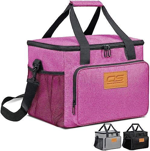 Insulated Portable Food Cooler Picnic Bag Large Capacity Waterproof Material, Lightweight Easy to Carry & Clean for Camping, BBQ, Travel Outdoor Activities (Size: 8.5 Liter, Pink)