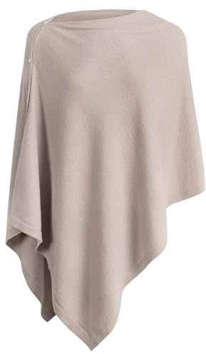PULI Women's Versatile Knitted Shawls Scarf Poncho Sweater with Buttons Lightweight Spring Summer Fall Wraps warm oatmeal