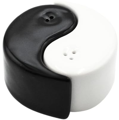 Dekohelden24 Yin Yang Ceramic Salt & Pepper Shakers in Black and White, L/W/H Approx. 6 x 3 x 3 cm