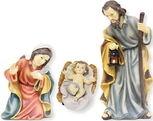 FADEDA 3X Heilige Familie/Höhe:11 cm/handbemalt/detailgetreue Krippen Figuren - Weihnachten Tisch Dekoration Krippe Zubehör