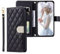 EuoDuo for iPhone 7 Plus / 8 Plus Wallet Case PU Leather Wristlet Phone Purse Girls Glitter Sparkle Diamond Buckle Magnetic Closure Flip Folio Cover - Black