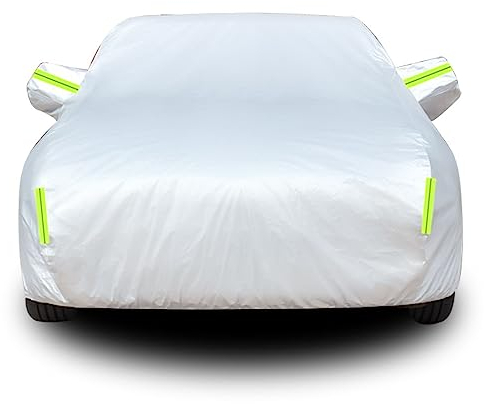 Autoabdeckung für VW Tiguan Allspace VAutoabdeckung Wasserdicht Sonnenschutz-Autoabdeckung, Mit Reißverschluss und Reflektorstreifen, Schiffe aus Europa, silbrig