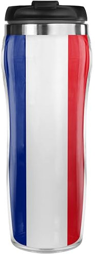 Pixly® Mug isotherme de voyage avec drapeau de la France, 400 ml, drapeau français