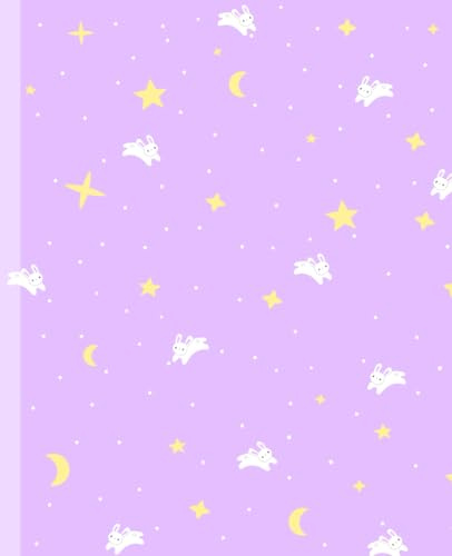 Kawaii Anime Stationery Journal / Purple Japanese Manga Design with Bunny, Moon, and Stars / Wide Ruled Lined Paper Notebook (7.5 x 9.25) - 110 ... for Girls, Women, Students, and Anime Lovers