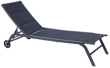 Megashopitalia Sonnenliege für den Garten, aus Aluminium, zusammenklappbar, mit Rädern