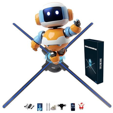 3DHologramFan 22 LED Hologram Projector with WiFi App and Remote Control | 672 LEDs, Bluetooth audio output, supports splicing, TF card, PC software, holographic projector display with 1500 videos