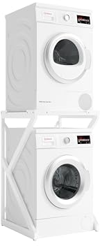 ACAZA Top Load Washing Machine Stacking Kit - Storage Rack Unit for universal Washers and Dryers - Load Capacity of 100kg - With Anti-tip - Solid Metal Frame - Elegant White