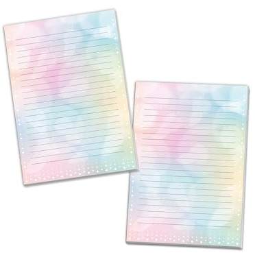 2 Briefblöcke bunt Federn Farbverlauf Briefpapier für Jungen Mädchen Kinder und Erwachsene Geschenk (2 Blöcke A4 mit je 25 Blätter)