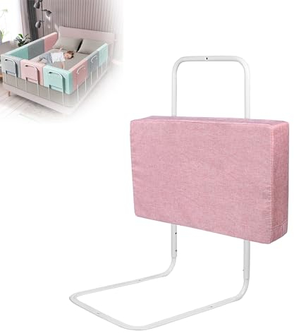 TATIVALO Bettgitter Rausfallschutz, Bettschutzgitter für Kinder, 60cm 5-Loch Höhenverstellbar, Bett Rausfallschutz für Kleinkinder, Kinderbettgitter für Familienbett und Kinderbett, 60cm, Rosa
