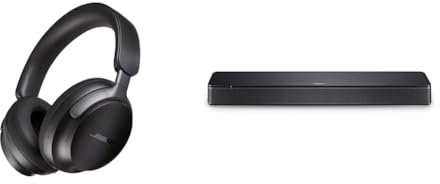 Bose QuietComfort Ultra Headphones con cancellazione del rumore wireless e audio spaziale & Diffusore TV, Piccola Soundbar con Connettività Bluetooth