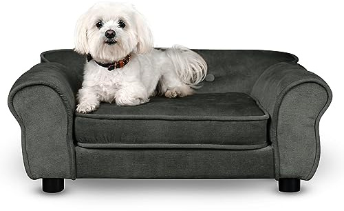 MG Design Haustiersofa in Dunkelgrau – stabiles Holzgestell, weich gepolstert, pflegeleicht – Hundesofa & Katzensofa, fertig montiert