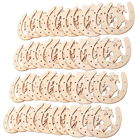 TEHAUX 48stücke Unbehandelte Holzscheiben Pferdehufe Form Graffiti Holzplatten Für Bastelprojekte Feste Und Dekorationen Leicht Und Kreativ