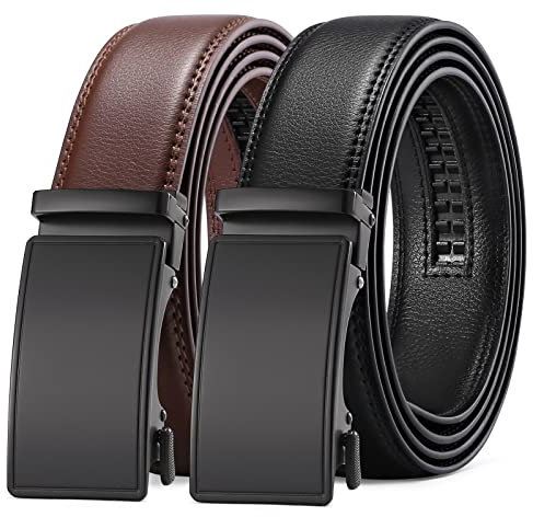 SENDEFN Gürtel Herren 2er,Gürtel, Gürtel Ratsche Automatikschließe Ledergürtel für Herren Verstellbar 35mm Breit mit Geschenkbox