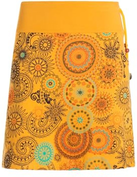 Vishes kurzer Damen-Rock mit Mandalas I Größe 34-48 I Handgefertigt aus 100% Baumwolle I Rock mit Taschen I Ideal für warme & kalte Monate I Nachhaltige Alternative Bekleidung