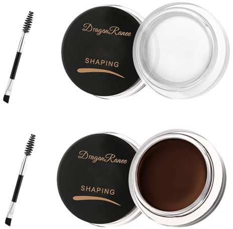2 Stück Augenbrauen Pomade, Augenbrauen Stylingcreme Transparent und Dunkelbraun, Wasserdichtes Augenbrauengel avce 2 Augenbrauenpinsel, Langanhaltend Augenbrauen Füllgel, Augenbrauen Formen Gel