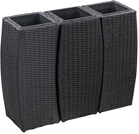teichbecken,pflanzkübel XXL,pflanzkübel rechteckig,Garten-Hochbeete 3-TLG. Poly Rattan SchwarzGeeignet für Garten, Terrasse, Schlafzimmer, Wohnzimmer