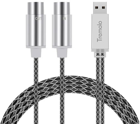 kosingna MIDI to USB Cable 5.9ft MIDI Cable with Input Output Interface 5 Pin Line Converter PC to Music Electronic Keyboard Converter Cord for Professional Editing Recording Works Portable Audio