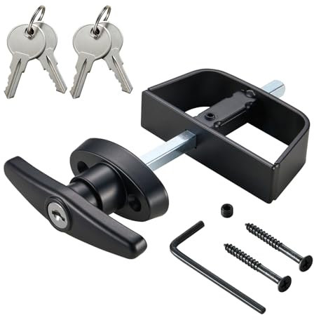 CZC AUTO Schuppentürriegel T-Griff Schloss Kit, 11,4 cm Vorbau, geeignet für Tor, Scheune, Garage, Hühnerstall, Türschloss, 4 Schlüssel