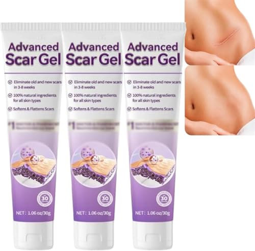 Fortschrittliches Narbengel, Narbencreme zur Narbenentfernung, fortschrittliches Silikon-Narbengel, Narbencreme für chirurgische Narben, Narbenentfernungscreme, Gel, für alle Hauttypen (3 Stück)