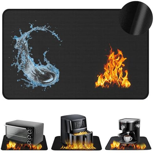 Hitzebeständige Unterlage, Feuerfeste Unterlage, 60 x 40 cm Feuerfeste Silikonmatten für Tischplatte, Anti-Rutsch Hitzeschutzmatte, Wasserdichte Schmutzabweisend Brandschutzmatte für Luftfritteuse