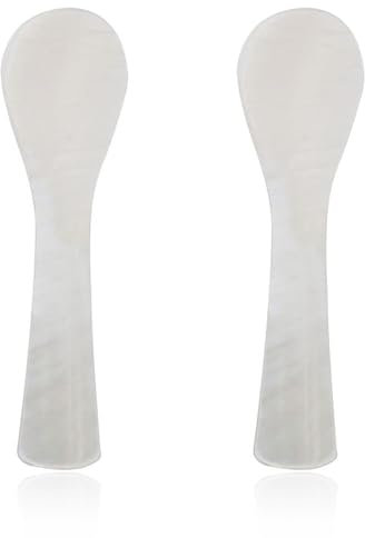 CJQRL 2 Pièces Cuillère En Nacre, Nacre cuillère, Cuillères, Cuillères À Caviar, Pour Caviar, Oeufs, Crème Glacée, Café（7cm）