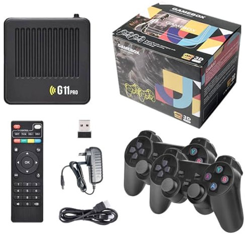 Retro Spielkonsole, 256G Plug and Play Handheld Spielkonsole mit 60,000 Spielen, Duales System Retro Emulator Konsole Videospielspielzeug mit 2.4G Drahtlose Dual-Controller für Fernseher