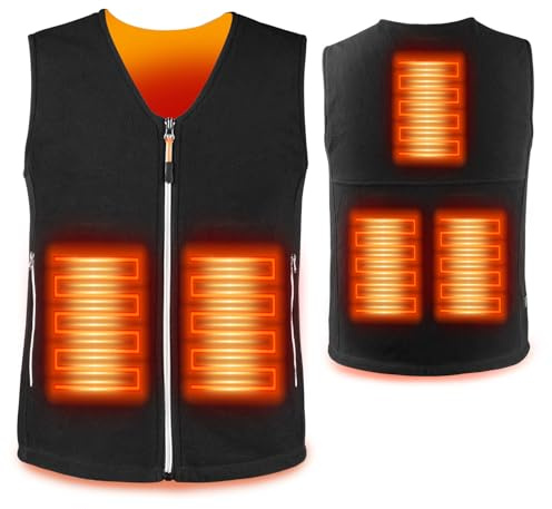 PiPiMAMA Heated Gilet for Men Women Heated Vest Fleece V-Neck Body Warmer (No Power Bank) with 5 Heating Zones, 3 Heating Levels for Fishing Camping