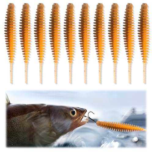 ZKGYUS Lot de 10 leurres de pêche Bicolores en Plastique Souple pour Crappie, Bar, Truite, Leurres en caoutchouc pour pêche à la truite, 5 cm