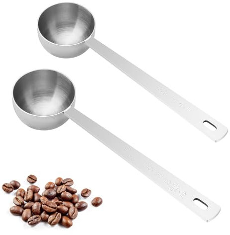 UOCAI 2 pezzi Cucchiai dosatori per caffè, in acciaio inox, cucchiaio dosatore per caffè, in metallo, con manico lungo, per caffè in polvere e caffè