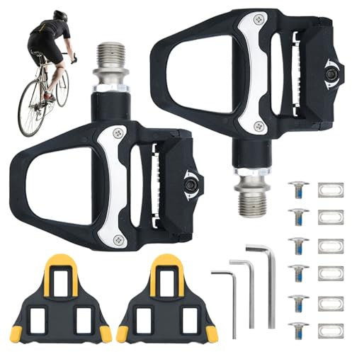 Fahrradpedale rutschfest, Compatibel mit Shimano SPD-SL System, Radfahren Bike Pedale mit 9/16 Zoll Kugellagern für MTB Gravel SDS Klickpedale Clipless Pedals, inklusive Cleats und Montagematerial