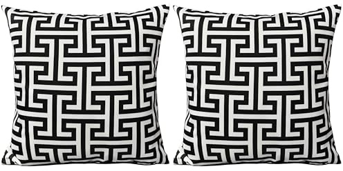 Olivia Rocco Juego de 2 fundas de cojín impermeables para jardín, exteriores, transpirables, decorativas, para patio, banco, sofá, muebles, sala de estar, cama, silla, dispersión (negro milano, 43 x