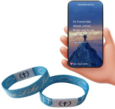 Deutsche Psalmen und Bibelsprüchen | NFC-Armband Kreuze Blau