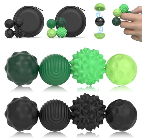 8 Stück Magnetische Fidget Balls mit Aufbewahrungsbox, Silikon Magnetkugeln Sensorik Spielzeug, Stressball Anti Stress Fidget Toy, Magnetische Sensorik Bälle für Erwachsene, Stimming und Konzentration