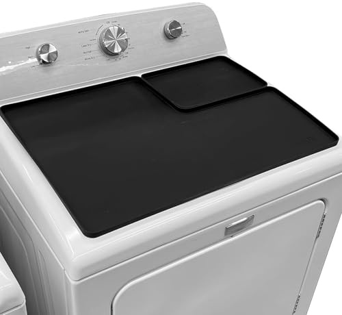 Silicone Dryer Mat - Washer Dryer Protector with Lint Capture Hole for Laundry, Non Slip Topper with Heat Resistant Function, Organizer Mat for Table Ironing Work Area, 26x18 inches