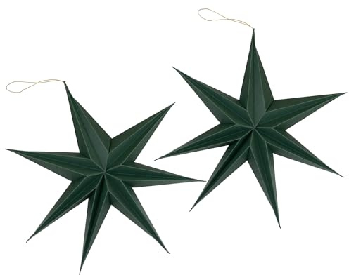 matches21 HOME & HOBBY Weihnachtsdeko Sterne zum Aufhängen Dunkelgrün 2er Set - 20 cm Papier Weihnachtsbaumschmuck