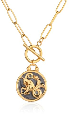 TaYolnFaSo 18 Karat Echtgold überzogene Sternzeichen 12 Sternbilder Halskette Clip Papier Clip Emaille Sternzeichen Schmuck