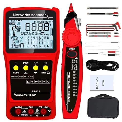 Netzwerkkabeltester, Netzwerkkabeltester, LAN, Visuelle Fehlersuche, Multimeter, Mapping, POE, RJ45,für Netzwerkkabel(Et624)