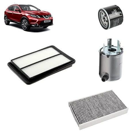 Kit tagliando 4 filtri compatibile con Nissan qashqai ii 1.5 DCI Gasolio 2013-2018
