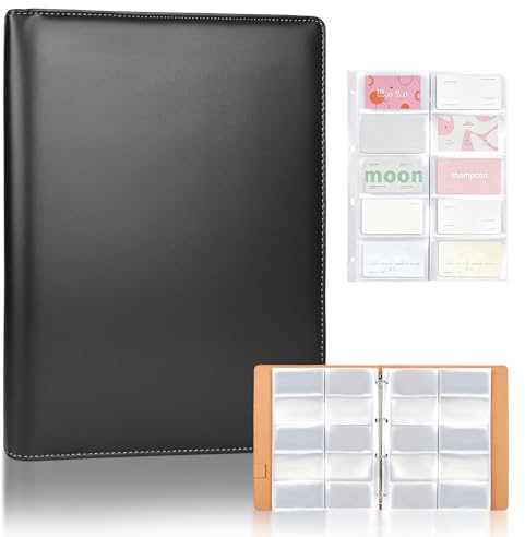 Junrvivy Visitenkartenmappe Visitenkarten Aufbewahrung - Visitenkarten-Ringbuch für 600 Karten, Visitenkarten Organizer Etui A4 Büromaterial für Büro Bankkarten Kundenkarten Kreditkarten Meeting